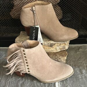 Vionic Beige Suede Ankle Booties